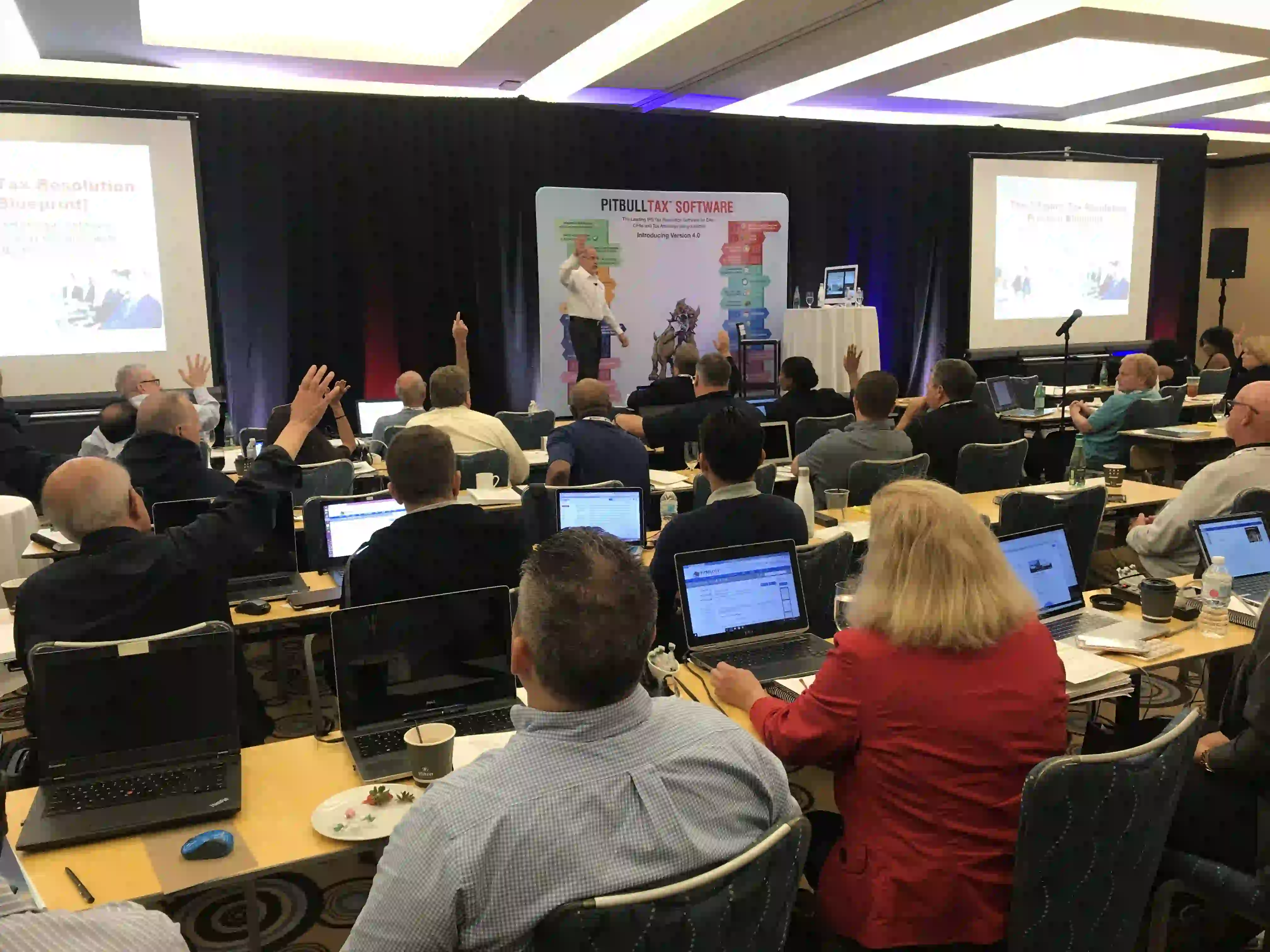 Several pictures of previous tax resolution conferences