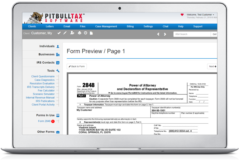 Integrated IRS Forms and Supporting Schedules