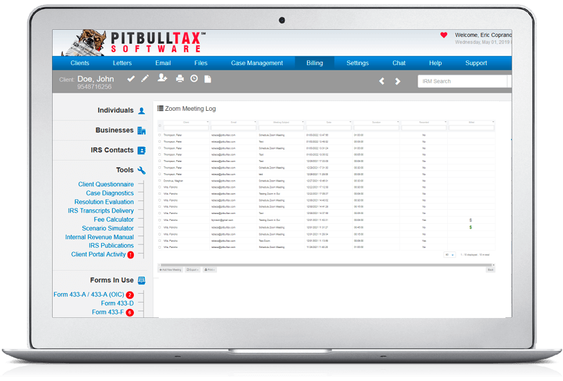 Zoom Integration and Recording of Meetings with Integrated Billing